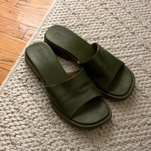 Camper Forest Green Slide Sandals